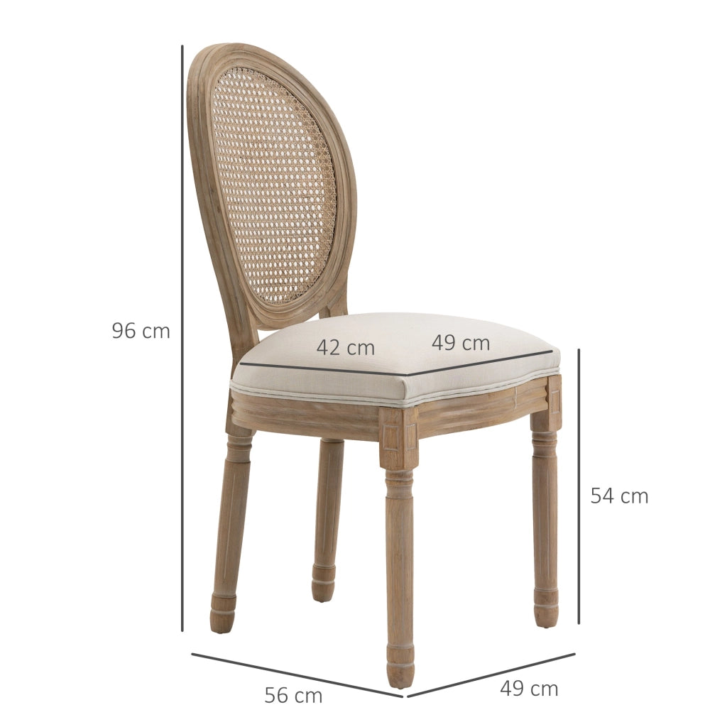 Set 2 Sedie Imbottite 49x56x96 cm in Legno e Tessuto Bianche