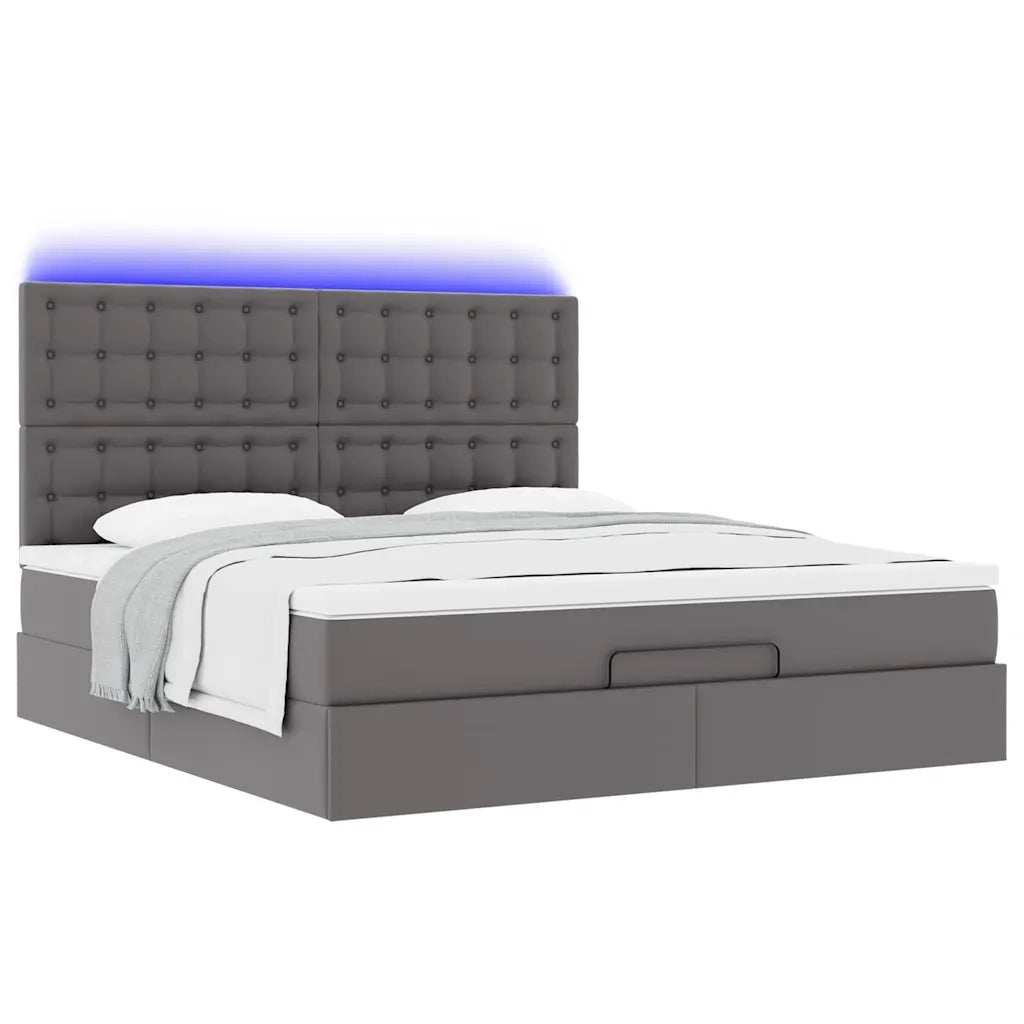 Struttura Letto Pouf con Materasso Grigio 180x200 cm Similpelle 3313868