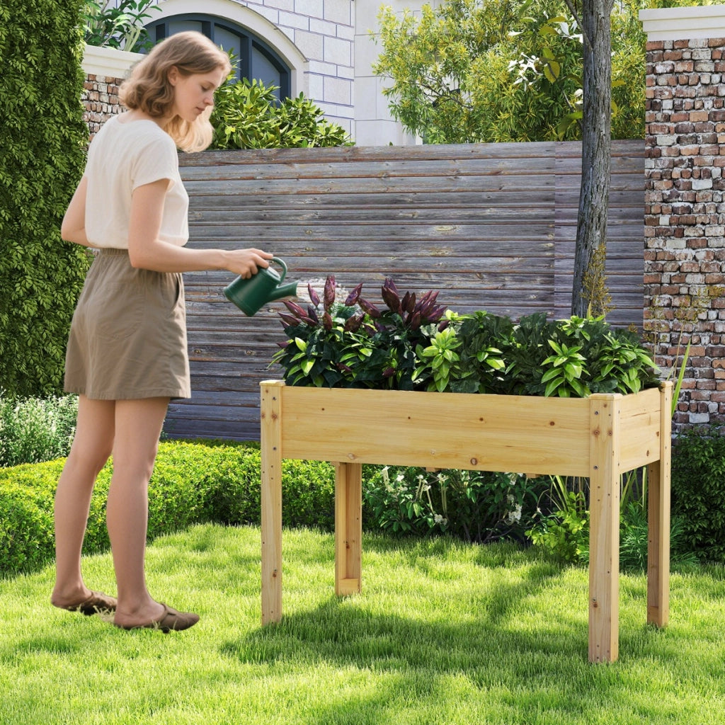 Letto rialzato da giardino per piante, Fioriera rialzata da esterno in legno di abete con fori di drenaggio Naturale