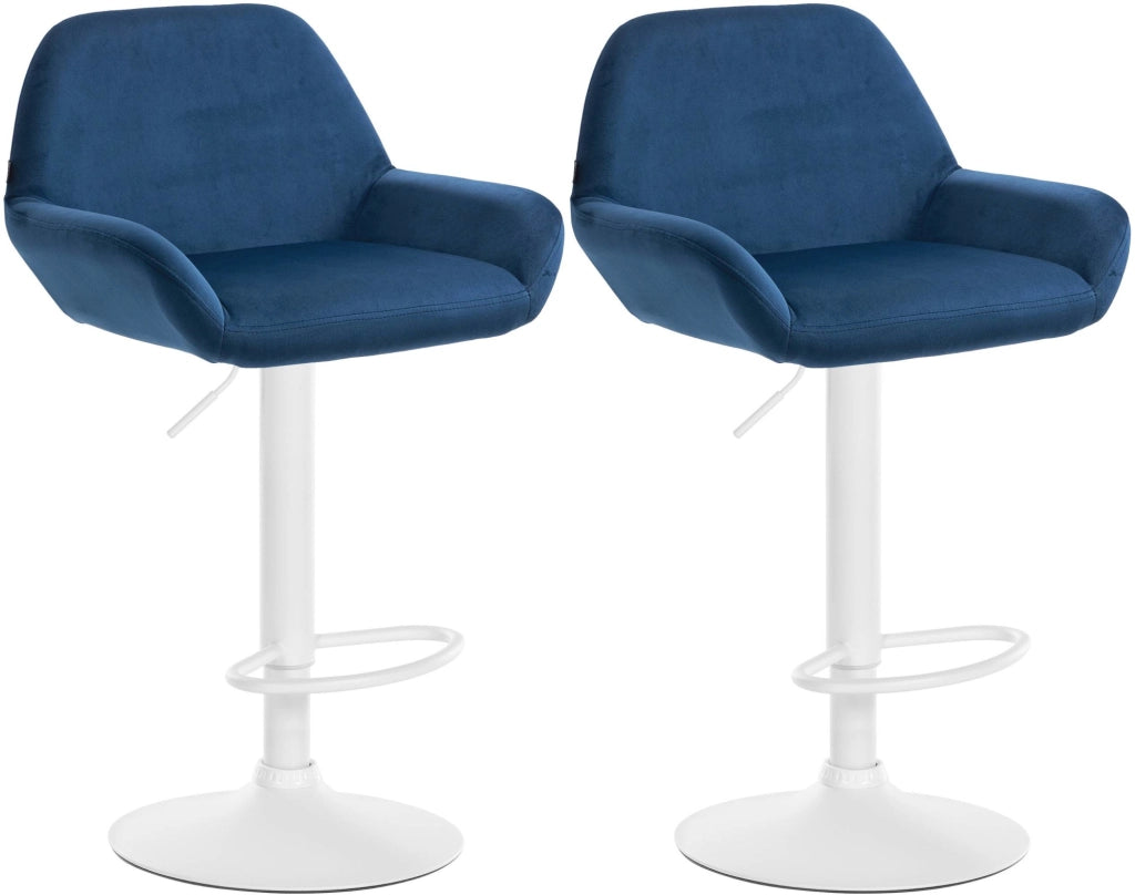 Set di 2 sgabelli da bar Braga velluto bianco 1