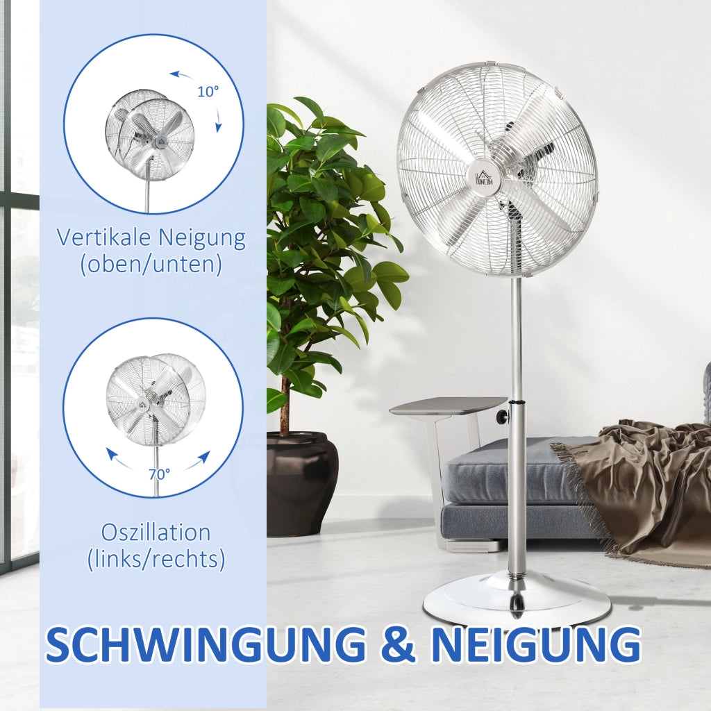 Ventilatore da pavimento regolabile in altezza ¨C zephmum ¨C Acciaio, Argento, 120 cm
