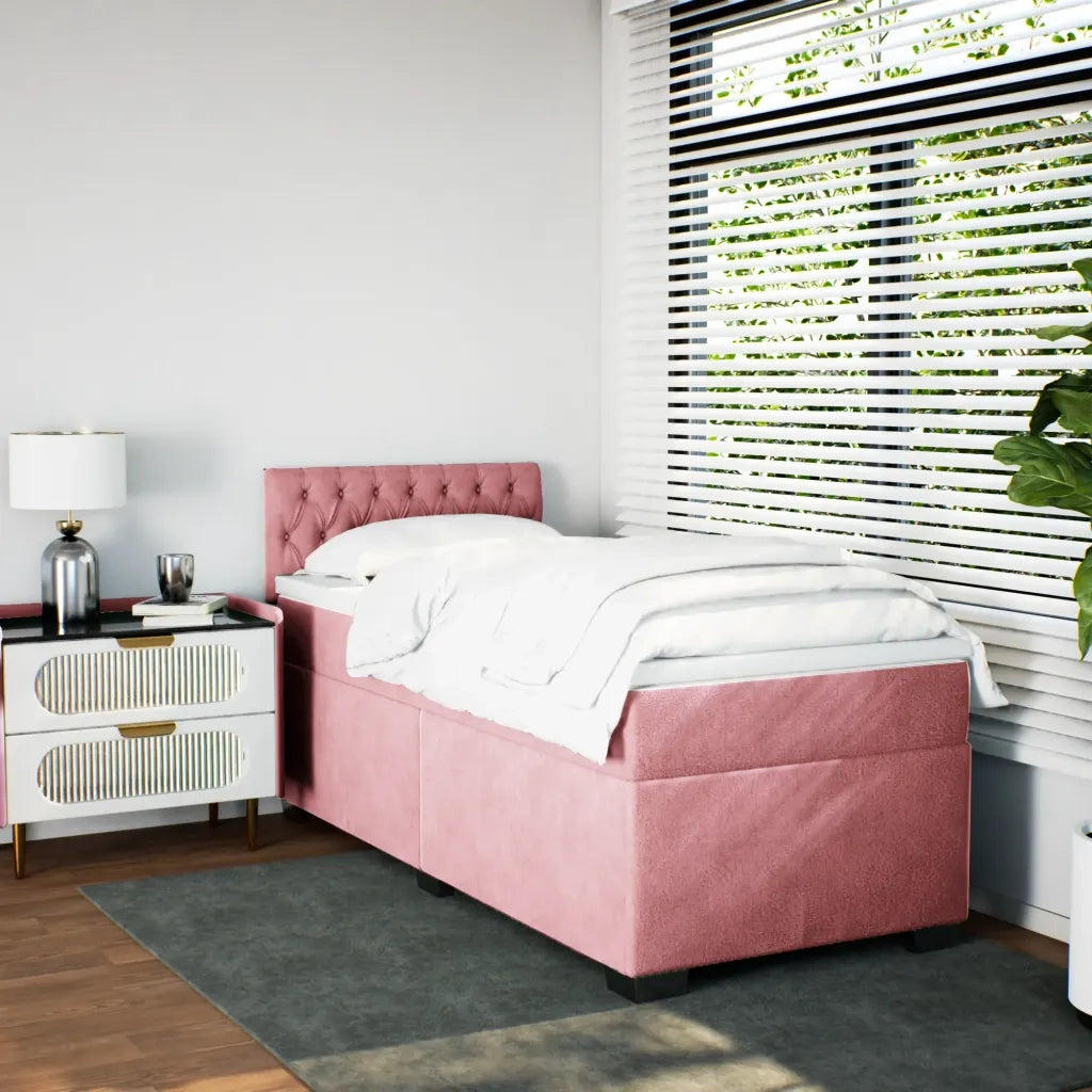 Giroletto a Molle con Materasso Rosa 90x200 cm in Velluto