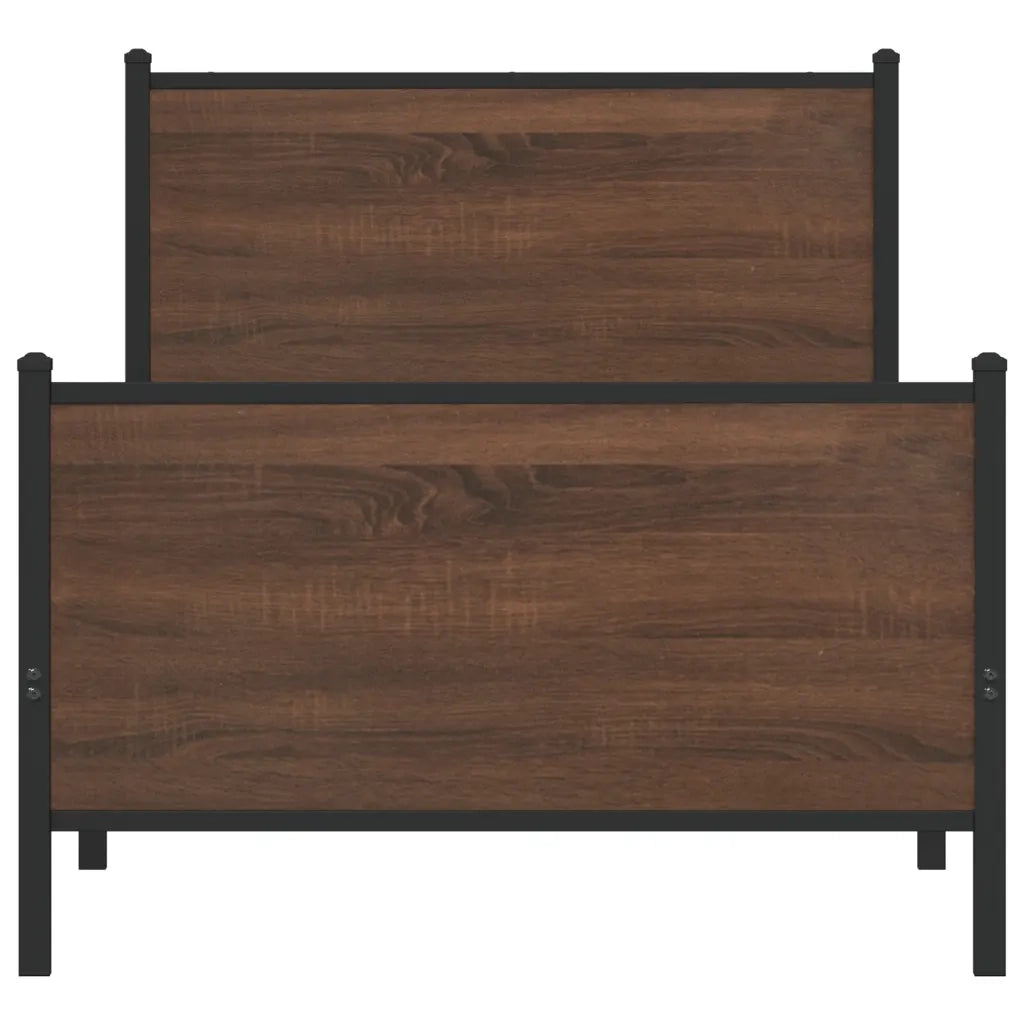 vidaXL Giroletto senza Materasso in Metallo Rovere Marrone 107x203 cm