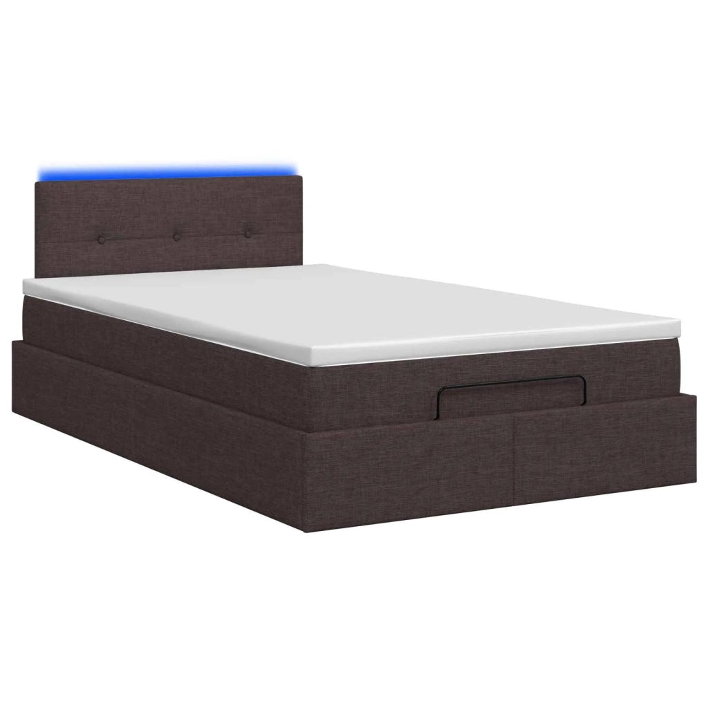 Letto Ottomano con Materasso e LED Marrone Scuro 120 x 190 cm 3458058