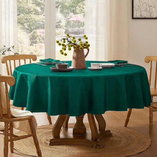 Tavolo di Natale con Telaio Circolare Verde 140cm Impermeabile e Lavabile