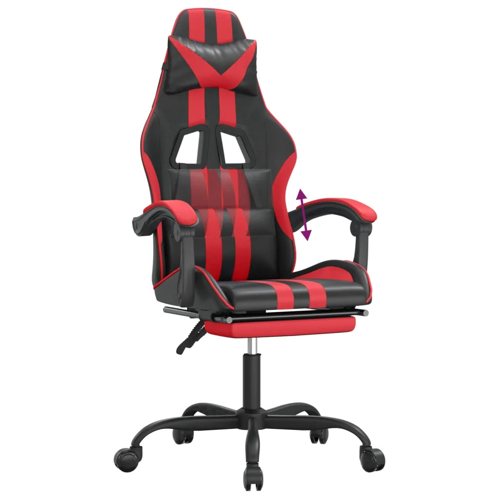 Sedia da Gaming con Poggiapiedi Nero e Rosso in Similpelle 3143831