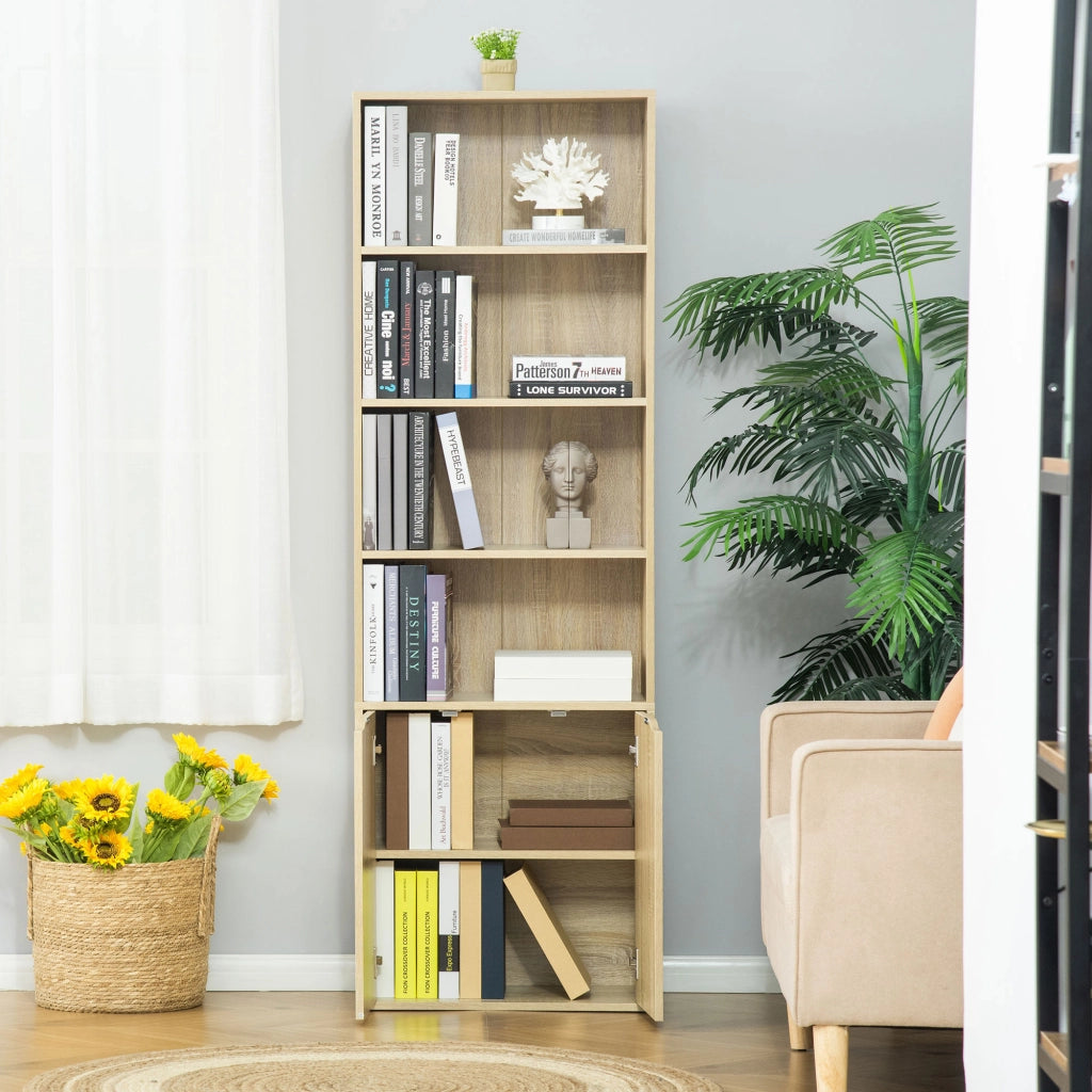 Libreria con Ante e Ripiani Aperti ¨C Minimal ¨C Legno 59x29x180 cm