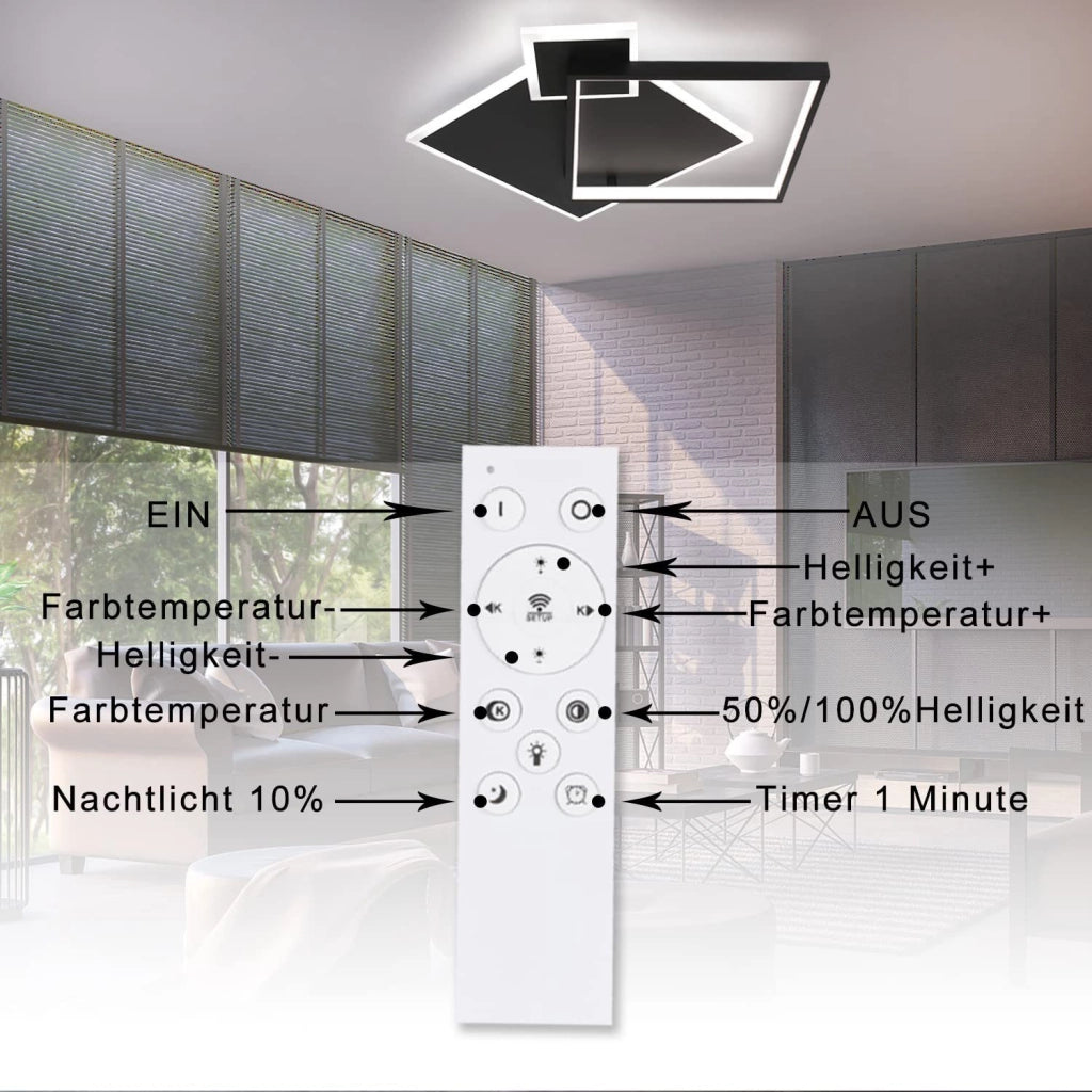 ZMH Lampada da soffitto LED design moderno metallo telecomando per soggiorno