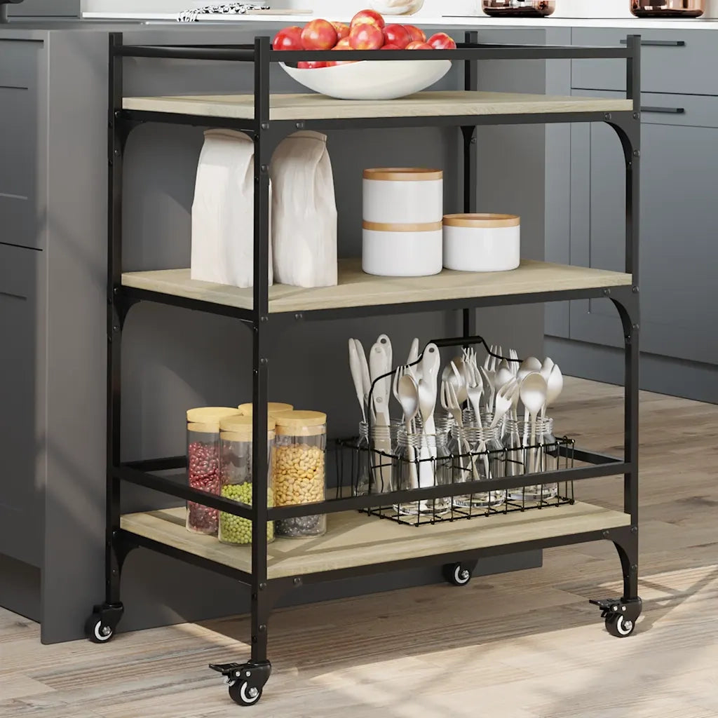 Carrello da Cucina Rovere Sonoma 65x40x86,5cm Legno Multistrato CFW5298375