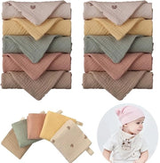 Mousseline Handdoeken per Bambino 10 Stuks - Baby Handdoek con Cappuccio - 23 x 23 cm - 100% Cotone - Leggero e Spesso - Elevata Assorbimento Acqua