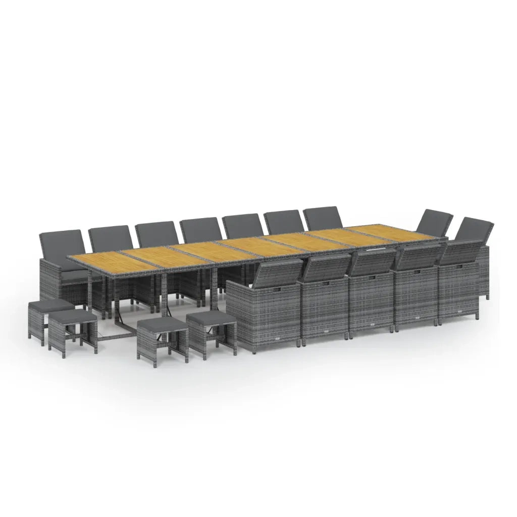 vidaXL Set da Pranzo per Giardino 19 pz con Cuscini Polyrattan Grigio