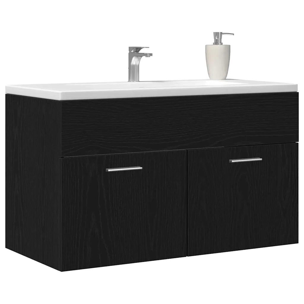 Armadio sottolavello con porta-Mobile sottolavello Rovere Nero Legno multistrato 606045