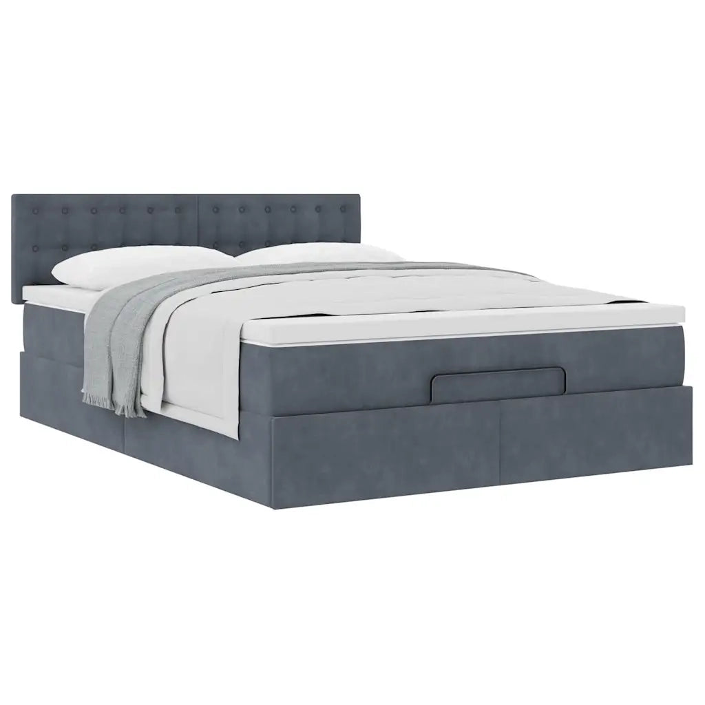 Struttura Letto Pouf con Materasso 140x190 cm Velluto 3311916