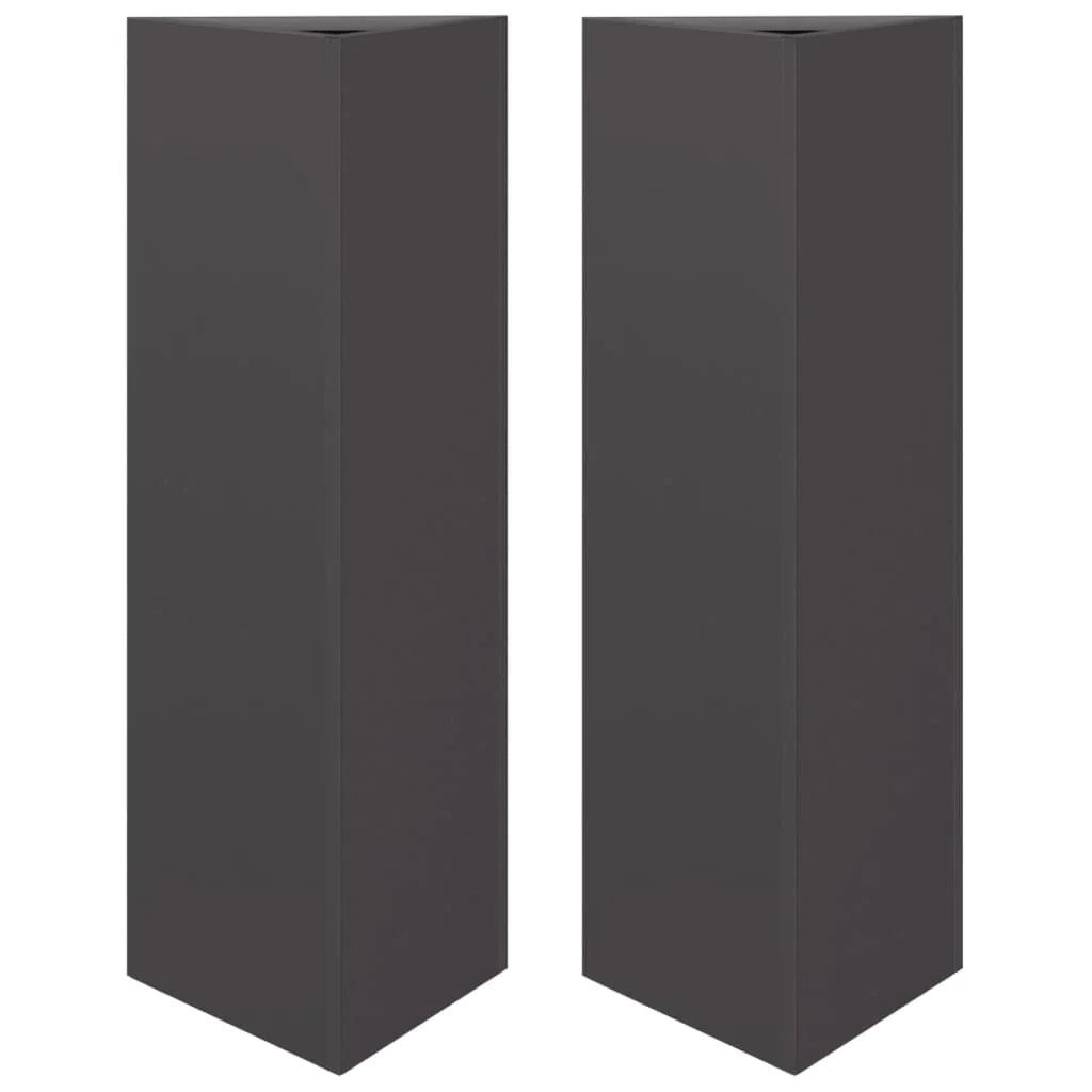 Fioriera rialzata fioriere fioriere giardino terrazze set di 2 triangolari 30 x 26 x 75 cm acciaio nero 02_0039094