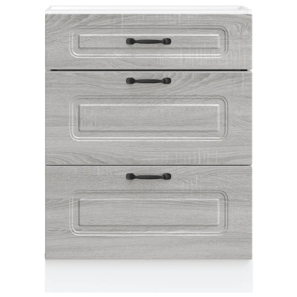 Mobile da cucina con ante pratiche 60 x 46 x 81,5 cm grande mobile contenitore moderno in legno ingegnerizzato Sonoma grigio 02_0050502