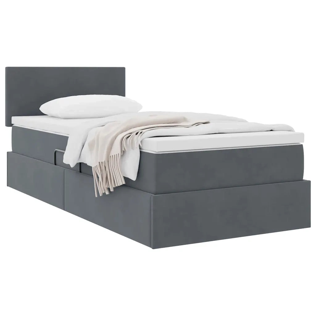 Letto con Contenitore Grigio scuro 100 x 200 cm Velluto 3370678