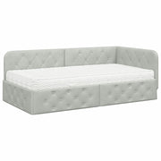 Letto singolo | Letto per adulti | Cornice del letto ad angolo Grigio chiaro 100 x 200 cm Velluto