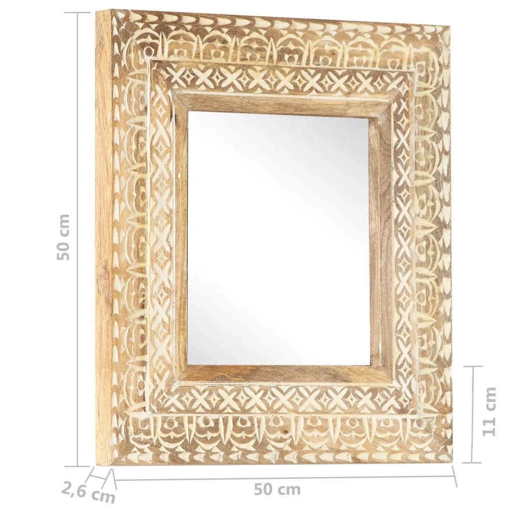 Specchio Intagliato a Mano 50x50x2,6 cm in Massello di Mango cod mxl 54782