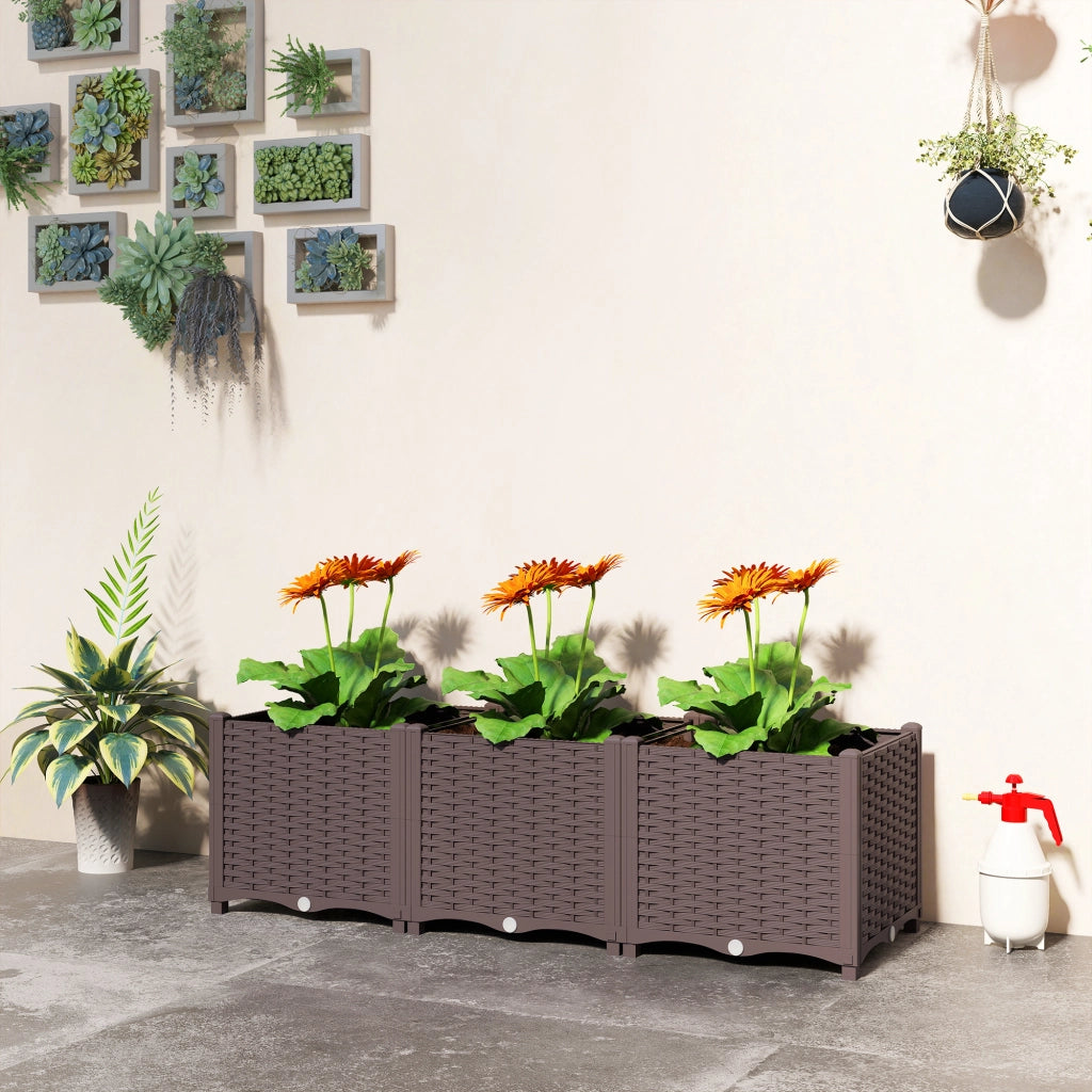Letto da giardino ¨C zephmum ¨C 120x40x37, marrone, plastica, auto-irrigante