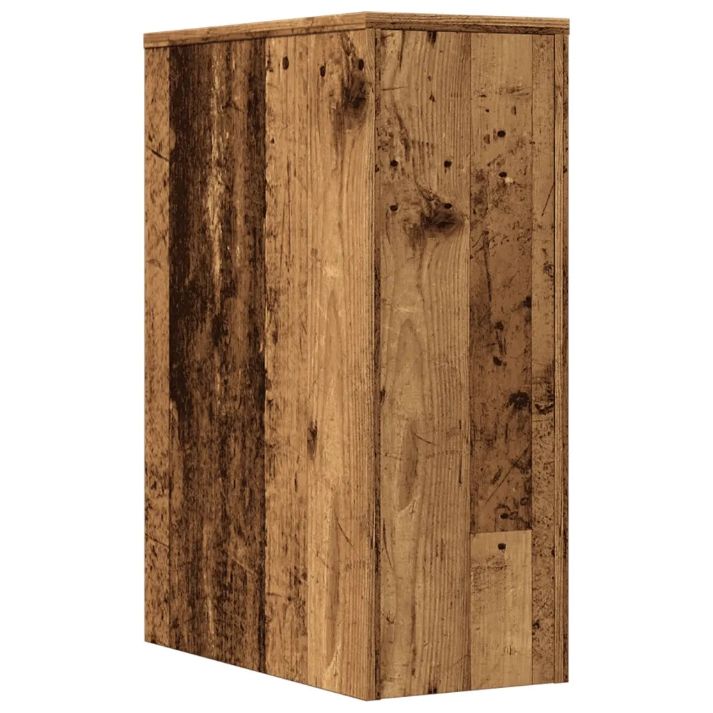 Armadietto da Bagno Stretto con Ruote Rovere Antico Truciolato