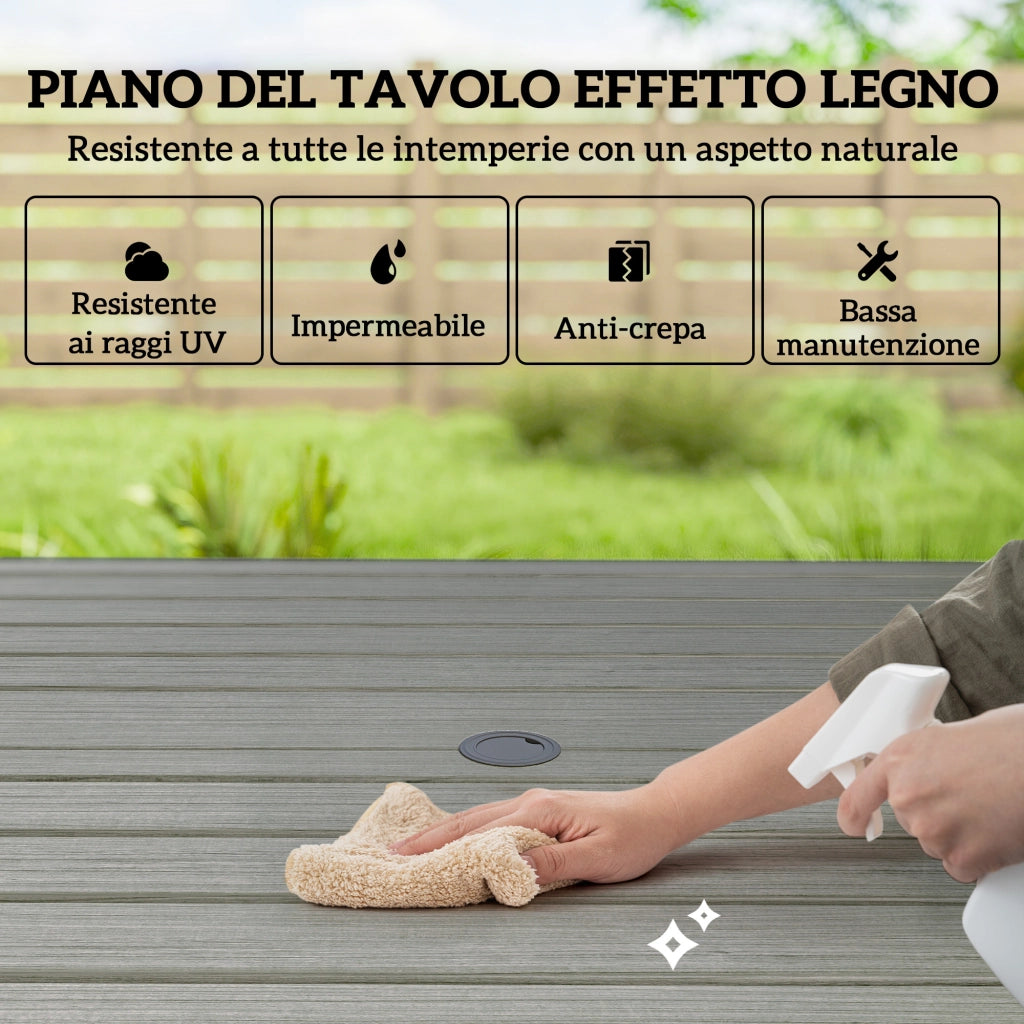 Set da Giardino 5 Pezzi in Acciaio con Tavolo e Sedie Impilabili ¨C Zephmum ¨C Grigio