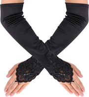 Mani in satin mesh senza dita a lunghe dita nere per cosplay, accessori per party estivi, manchetten per braccio in visnet per donne, accessori gotici per rave, cinture per braccio per abito da sera per donne.