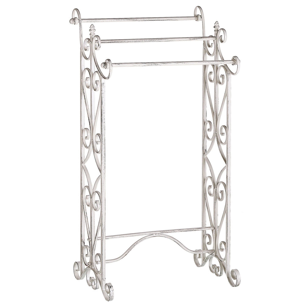 Portasciugamani bianco volutamente invecchiato con aspetto antico Rack indipendente Bagno Vintage Classico