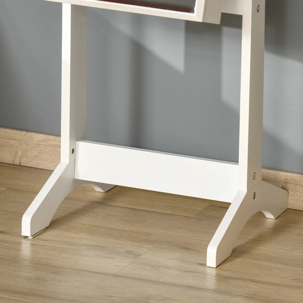 Specchio con Armadietto Portagioielli da Terra 46x36,5x151,5 cm con Serratura e Organizer in MDF Bianco