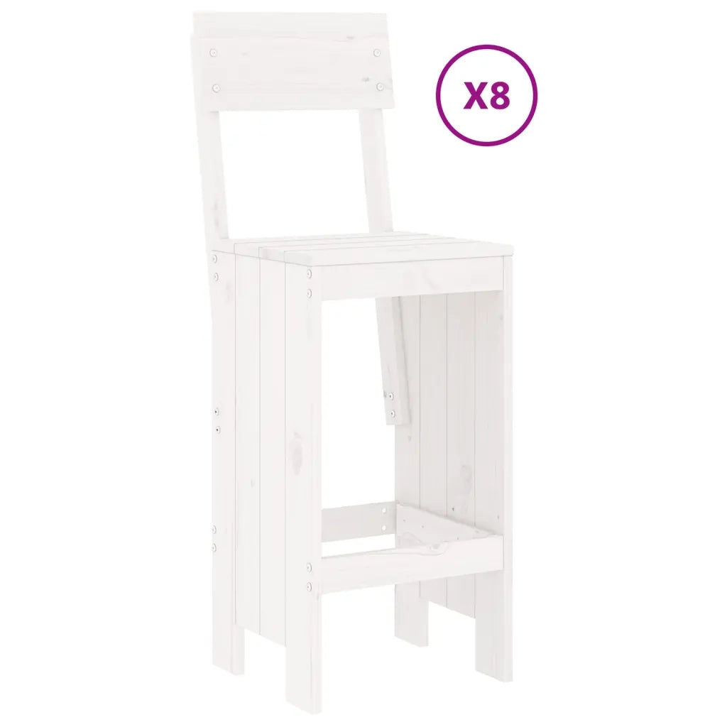 Set Bar da Giardino 9 pz Bianco in Legno Massello di Pino