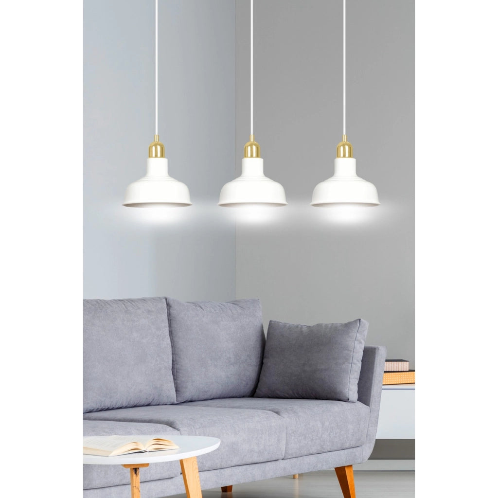 Lampada a sospensione IBOR in acciaio bianco e oro