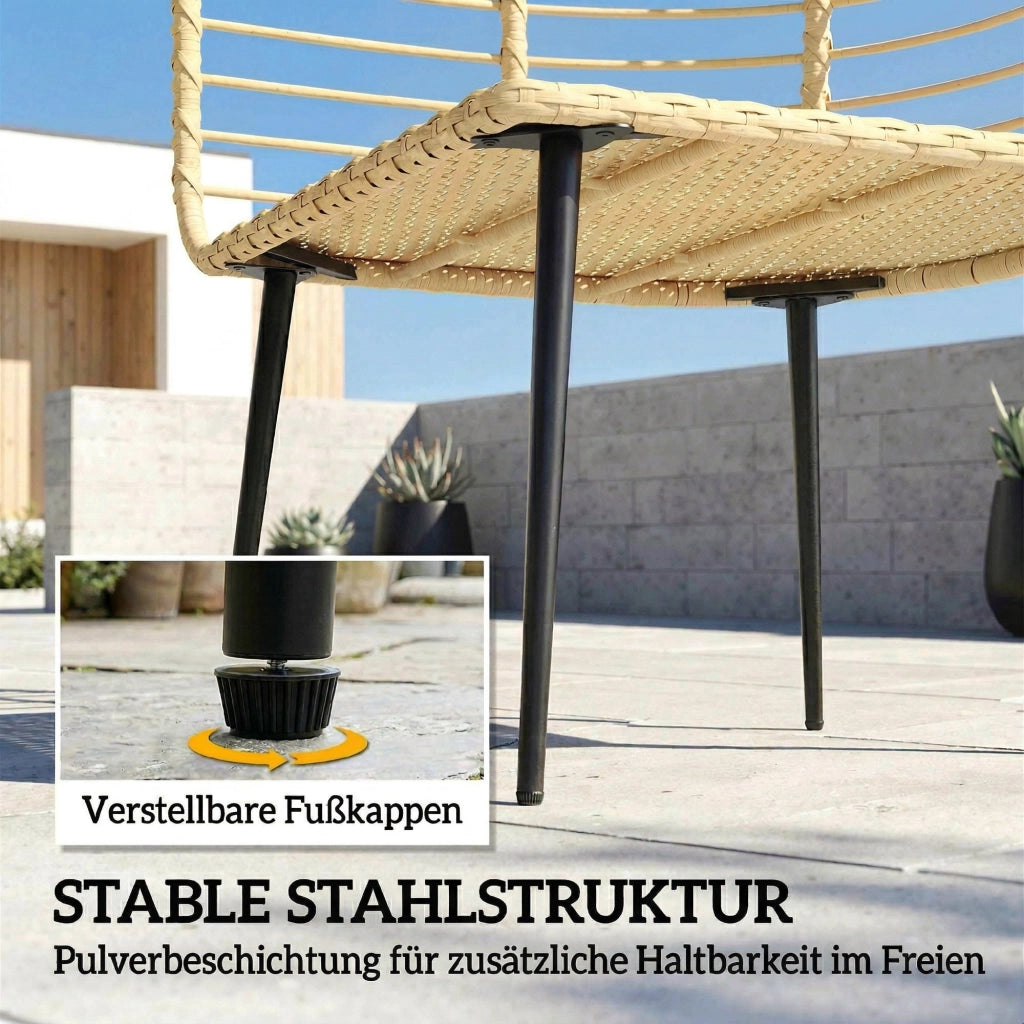 Poltrona da giardino in rattan con poggiapiedi e cuscini ¨C zephmum ¨C Beige