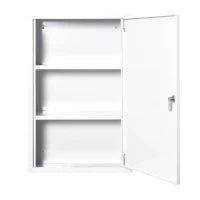 kleankin Armadietto Medicinali a 3 Livelli in Acciaio con 2 Chiavi e Montaggio a Parete, 40x18x60 cm, Bianco