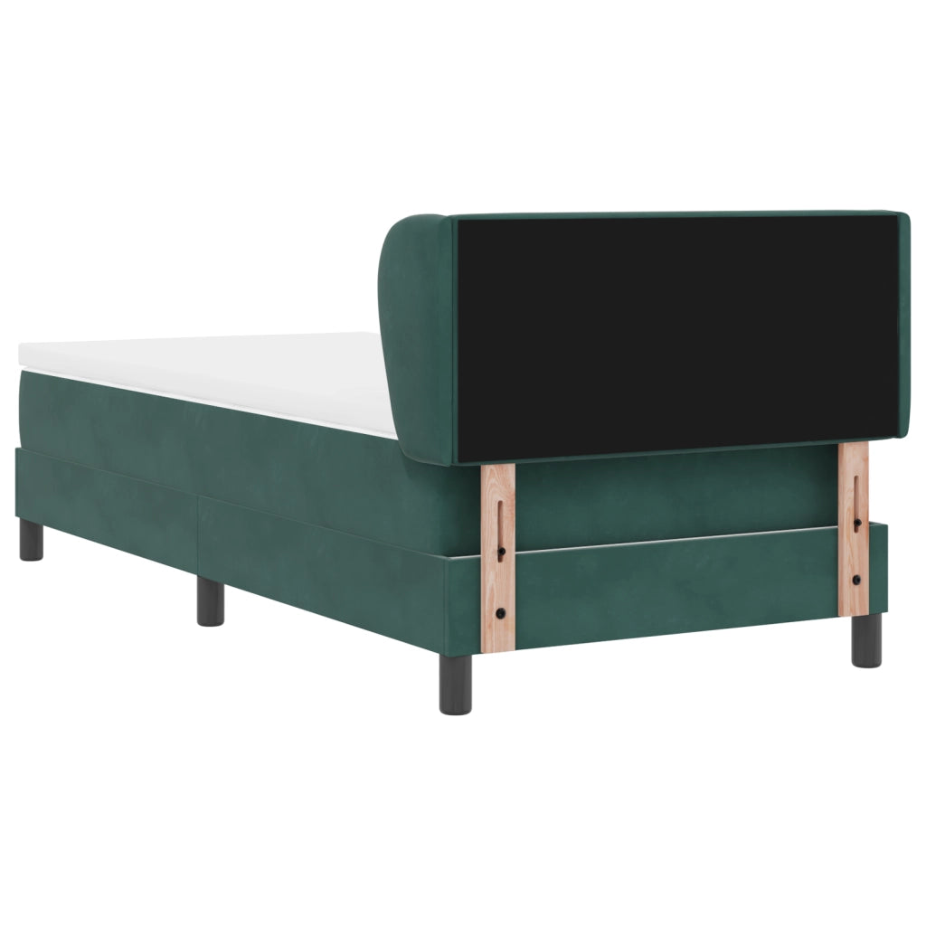 Letto Box Spring  con Materasso Verde Scuro 90x200 cm in Velluto