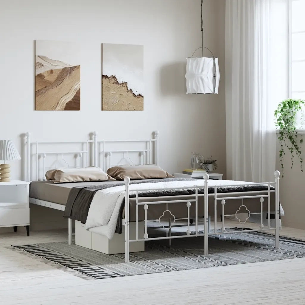 Giroletto con Testiera e Pediera Metallo Bianco 150x200 cmcod mxl 133684