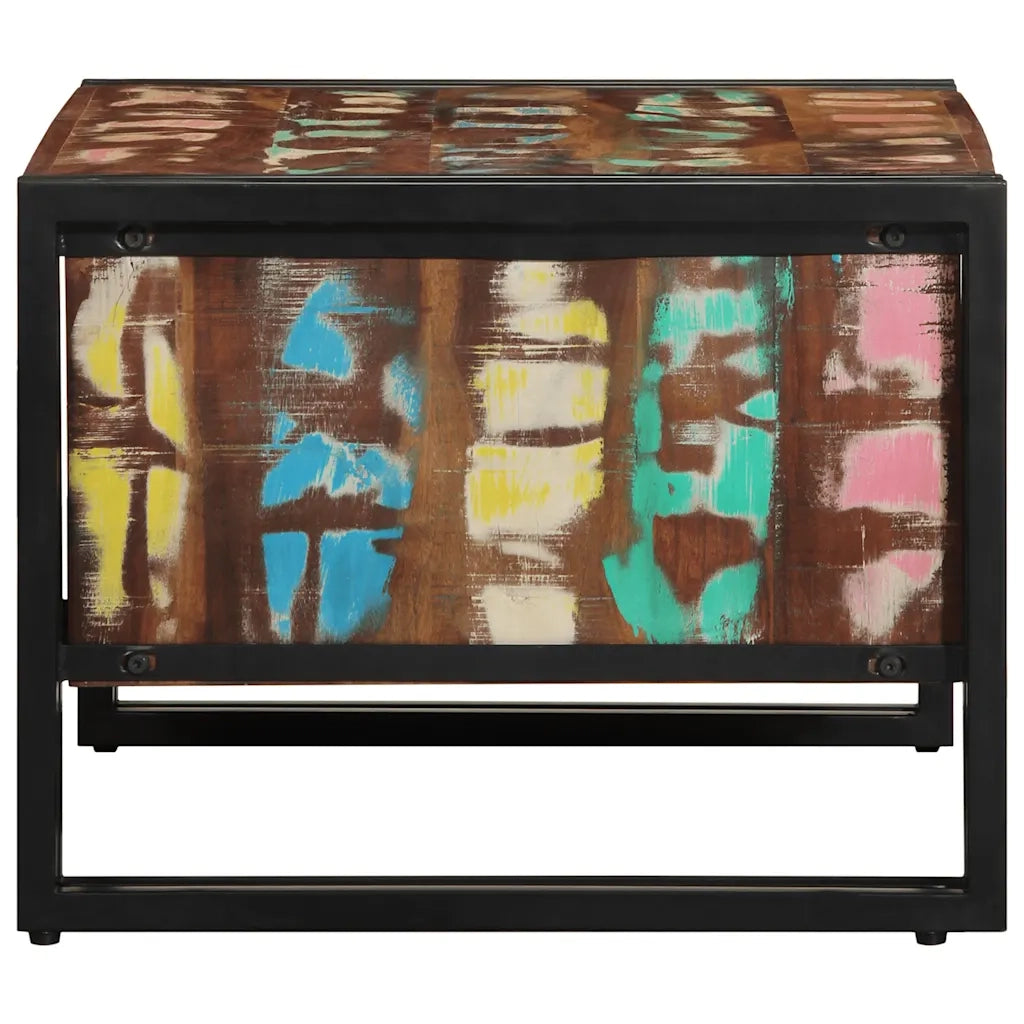 Tavolino Salotto-Tavolino da soggiorno-Tavolo Multicolore 70x50x38cm Legno Massello Recupero 984785