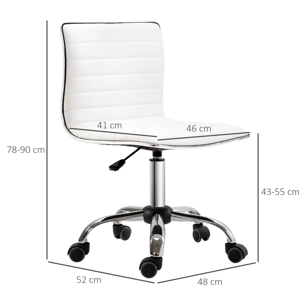 Sedia da Ufficio Girevole Regolabile in Altezza ¨C Xylo ¨C Metallo e Similpelle Bianco 48x52x78-90cm