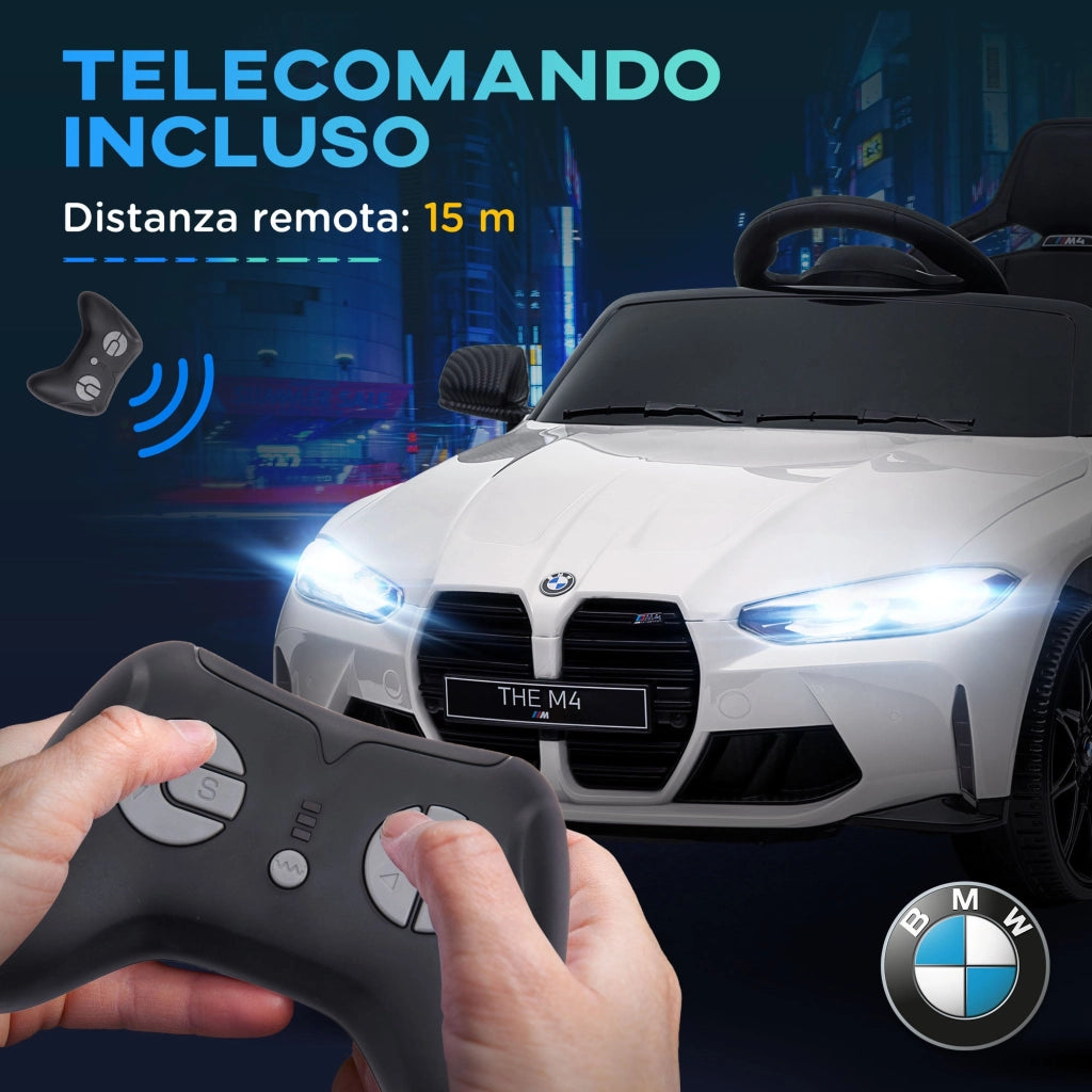 Macchina Elettrica per Bambini Licenza BMW M4 con Telecomando Bianca
