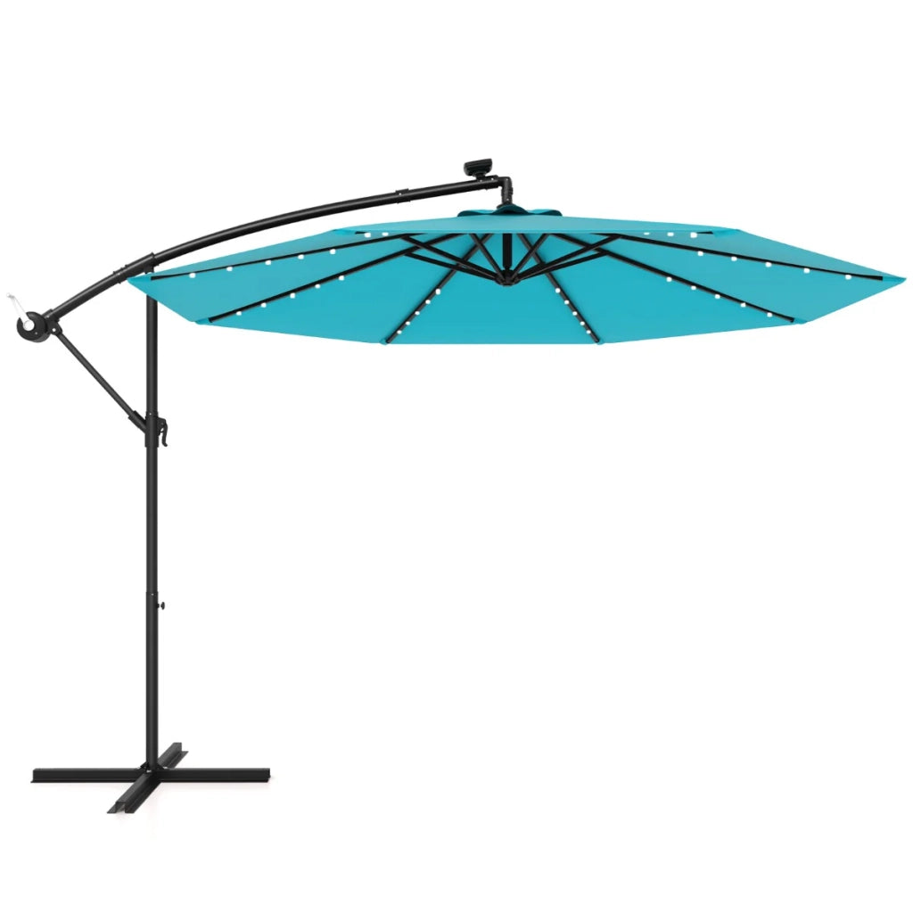 Ombrellone a braccio 300 x 300 x 250 cm telo regolabile con illuminazione a LED stile contemporaneo poliestere verde 20_0013017