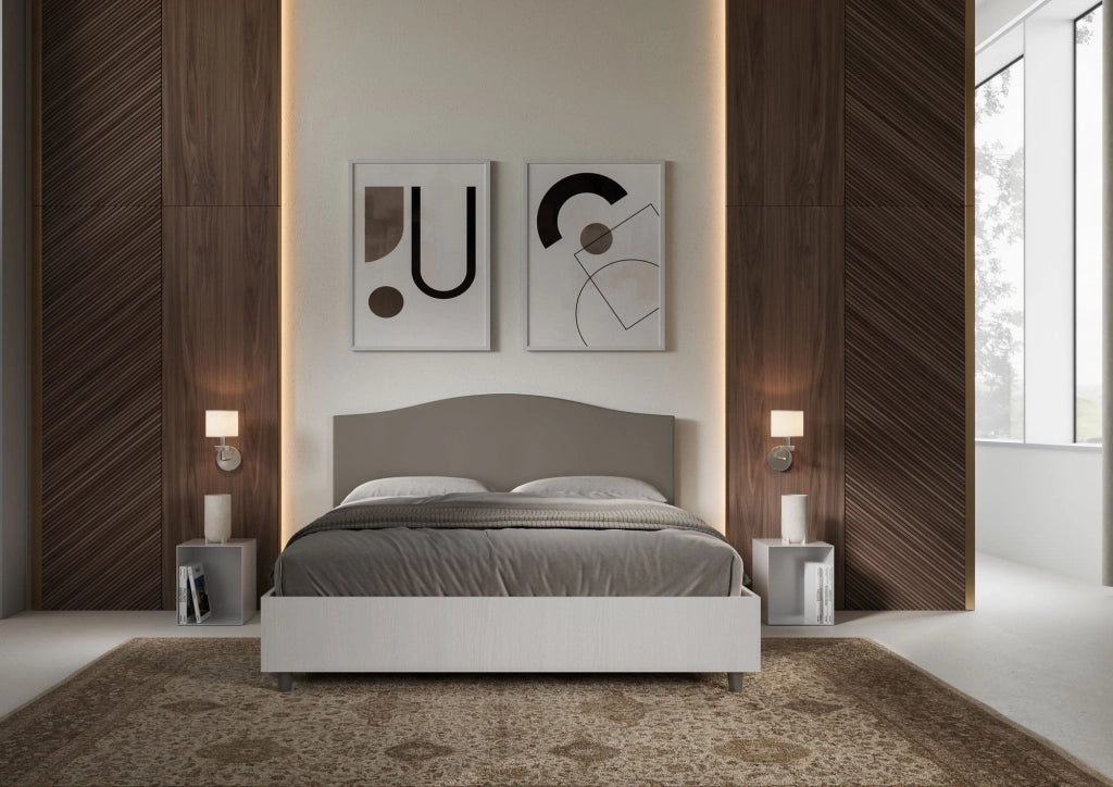 Letto Matrimoniale 160x200 cm con Rete Grace Cappuccino