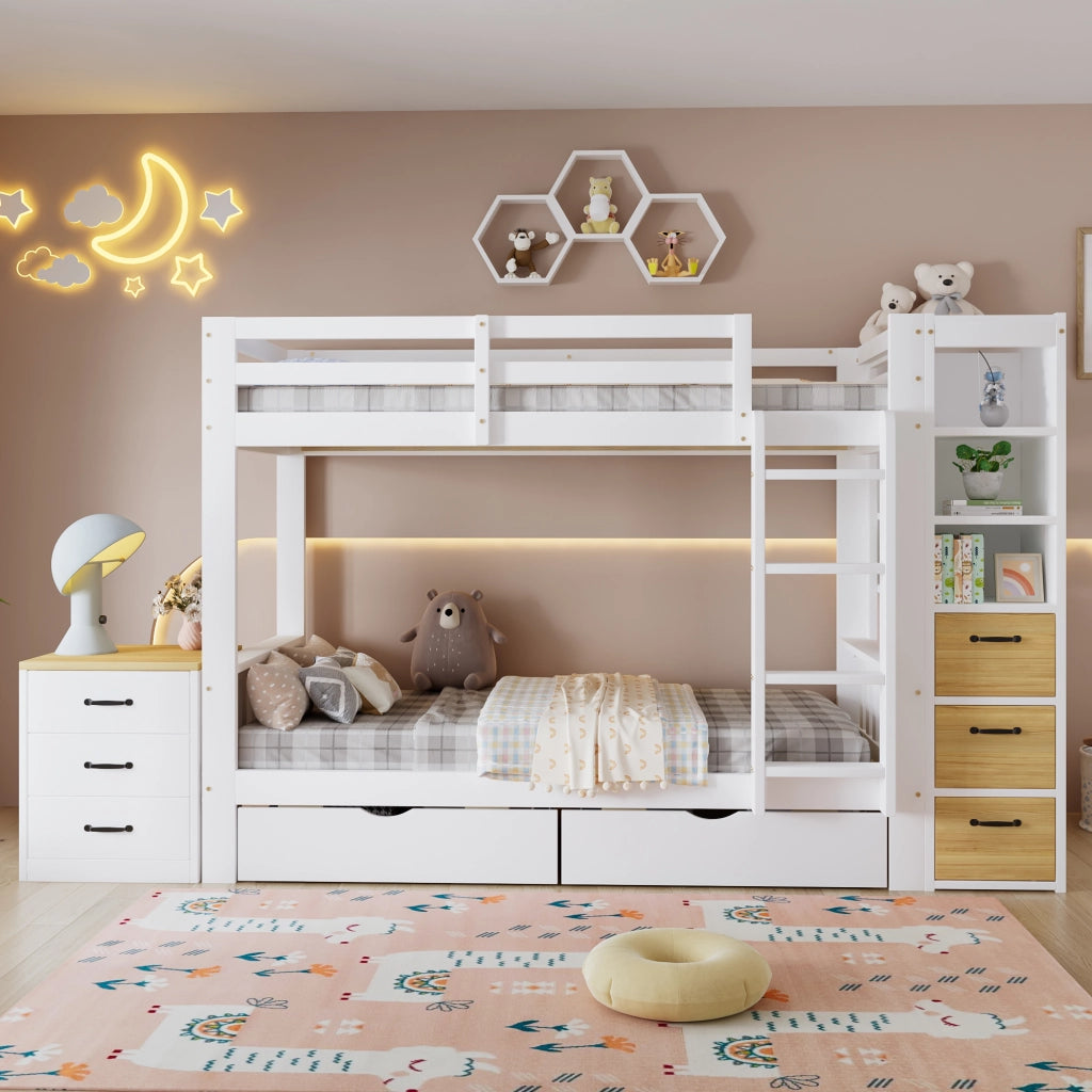 letto a castello in legno bianco naturale 102.5 x 239 cm