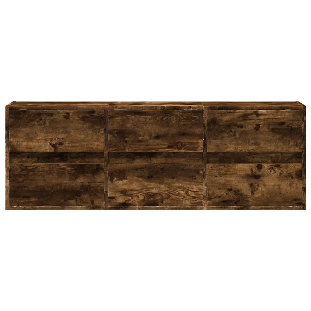 Mobile TV a Parete con Luci LED Rovere Fumo 130x31x45 cm 852303