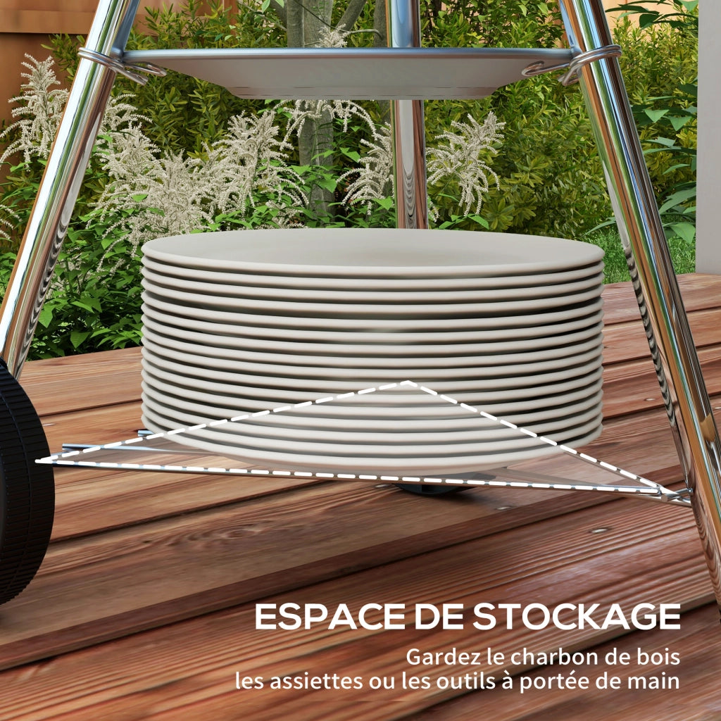 Barbecue a carbone con coperchio ruote e controllo temperatura ¨C zephmum ¨C nero