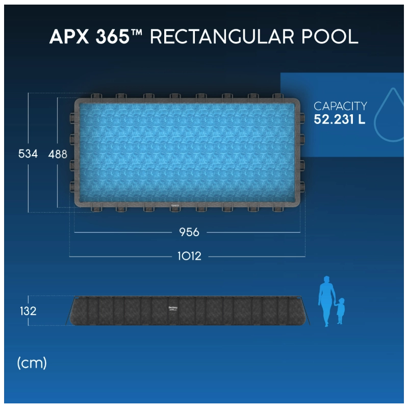 Piscina fuori terra rettangolare con filtro a sabbia Polysphere e scaletta, 956x488x132 cm telo copertura incluso - Bestway