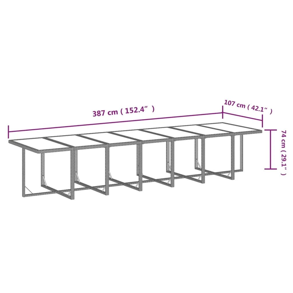 Set da Pranzo per Giardino 15 pz con Cuscini Polyrattan Marrone cod mxl 36009