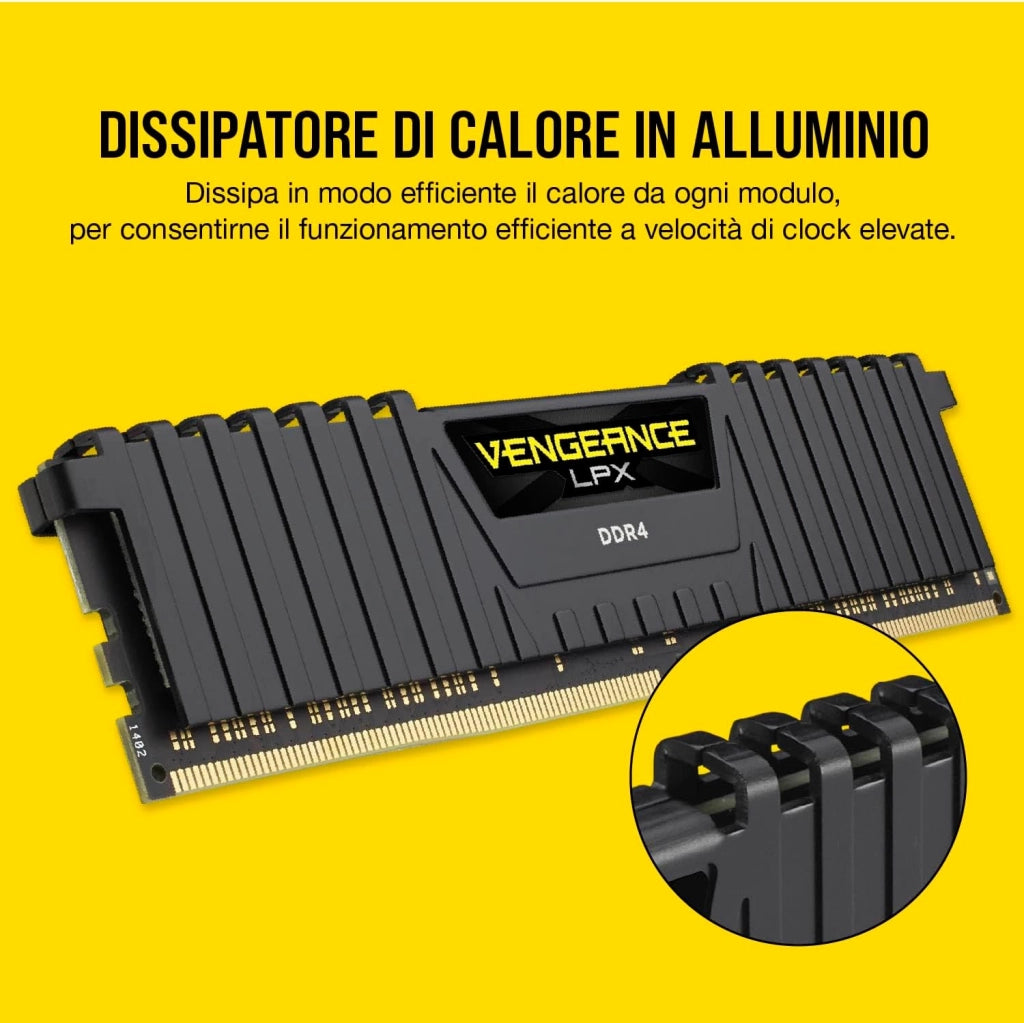 VENGEANCE LPX DDR4 RAM 32GB (2x16GB) 3200MHz CL16 Intel XMP 2.0 Memoria per computer - Nero (CMK32GX4M2E3200C16)