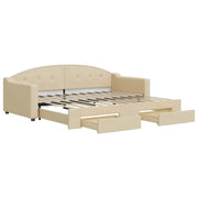Divano letto | Sof¨¤ letto | Letto singolo Estraibile con Cassetti Crema 90x200 cm in Tessuto