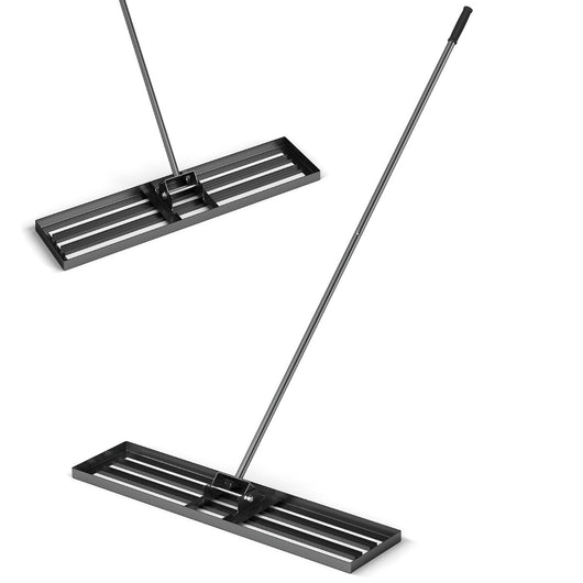 Rastrello livellatore per prato cortile, Livellatore giardino con impugnatura ergonomica e piastra 106 x 25 cm Nero-Attrezzi da giardino