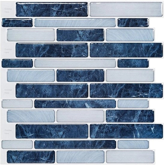 Tegeli per pavimento autoadesivi da cucina e bagno, 30 x 30 cm, pavimento autoadesivo 3D, tegeli autoadesivi per bagno, azzurro scuro