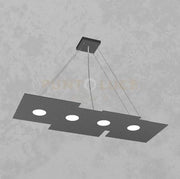 PLATE SOSPENSIONE 4 LUCI RETTANGOLARE GRIGIO ANTRACITE 1129-S4 R-GA