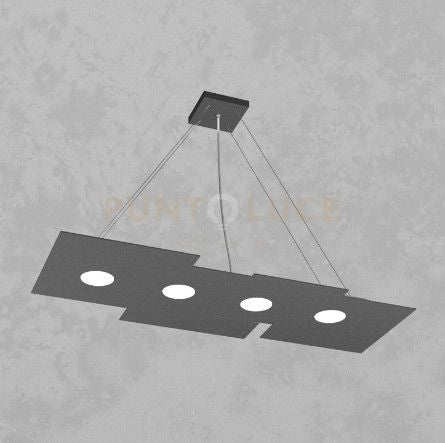 PLATE SOSPENSIONE 4 LUCI RETTANGOLARE GRIGIO ANTRACITE 1129-S4 R-GA